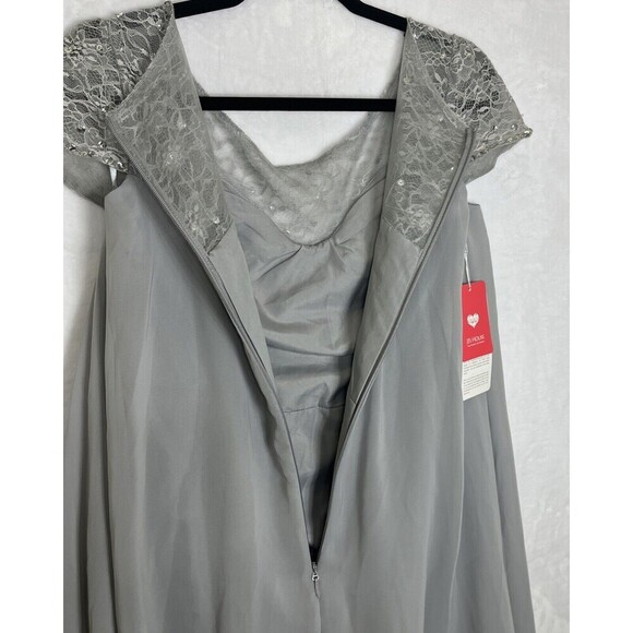 JJs House Wedding Formal Dress Flowy Silver Gray Sequins Size 8 NWT - Picture 10 of 10